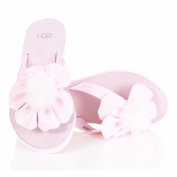 UGG Shoes - NWT UGG Pink Blush Pom Pom Flip Flops Sandals